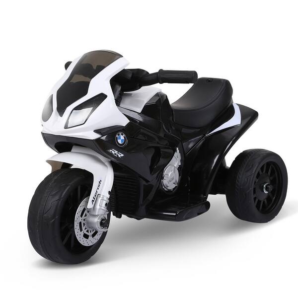 slide 2 of 5, Electric Ride On Toddler Motorcycle with Headlight, Music, and 6V Battery White