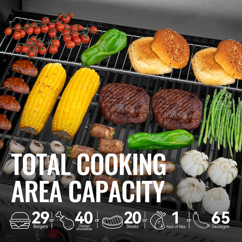 Royal Gourmet 4-Burner Black and Gray Gas Grill with Side Shelves