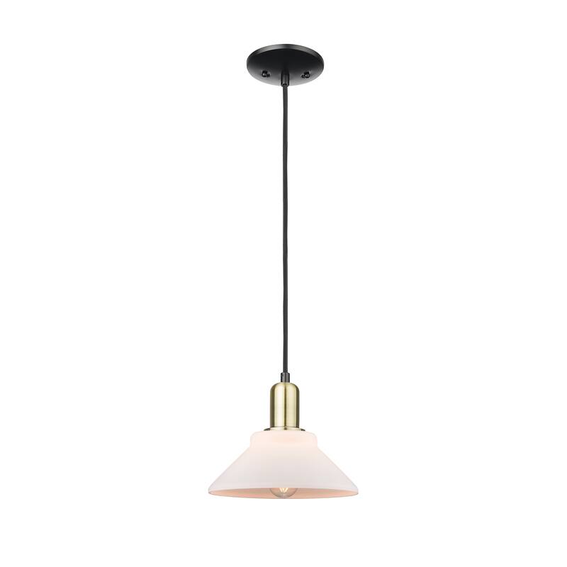 Innovations Lighting Endless Possibilities Arcadia - Orwell - 1 Light 8" Cord Hung Mini Pendant - Matte White/Black Antique Brass