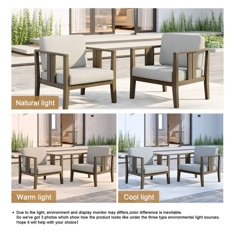 Outdoor Teak Solid Wood Patio Furniture Set Loveseat Armchair Table Collection