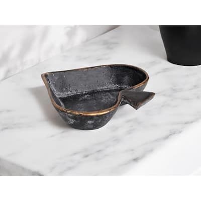HomeRoots 6" Black Novelty Cast Iron Handmade Vanity Tray