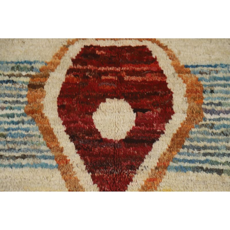 Geometric Moroccan Oriental Rug Hand-Knotted Bedroom Wool Carpet - 8'2" x 9'8"