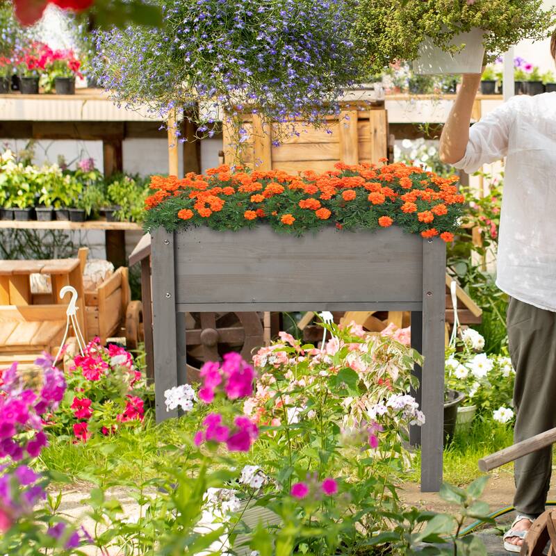 Natural Elevated Planter Box for Outdoor Use with Eco-Friendly Finish