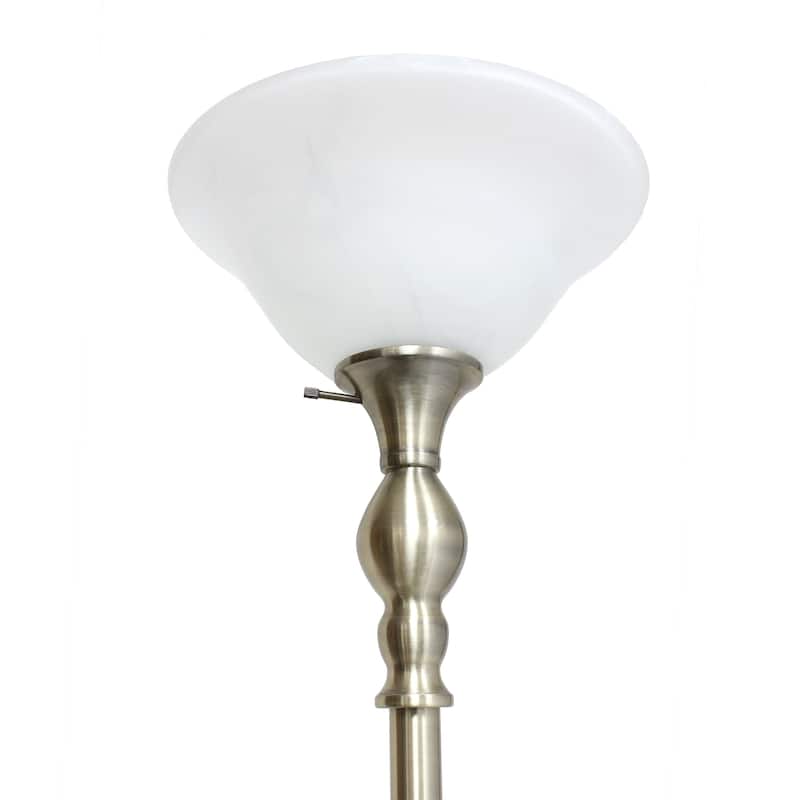 Classic 1 Light Torchiere Floor Lamp with Marbleized Glass Shade