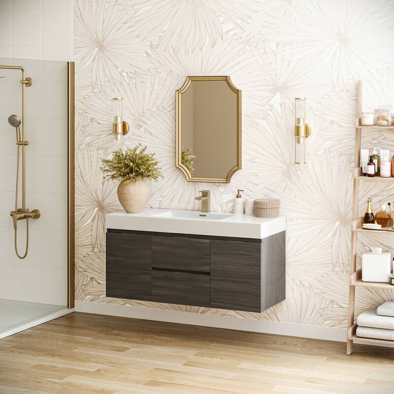 Fresca Senza 48" Wall Mounted / Floating Single Vanity Set with Wood