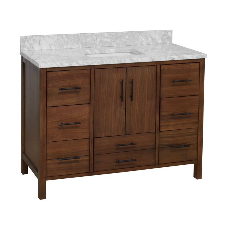 KitchenBathCollection California 48" Bathroom Vanity with Carrara Marble Top