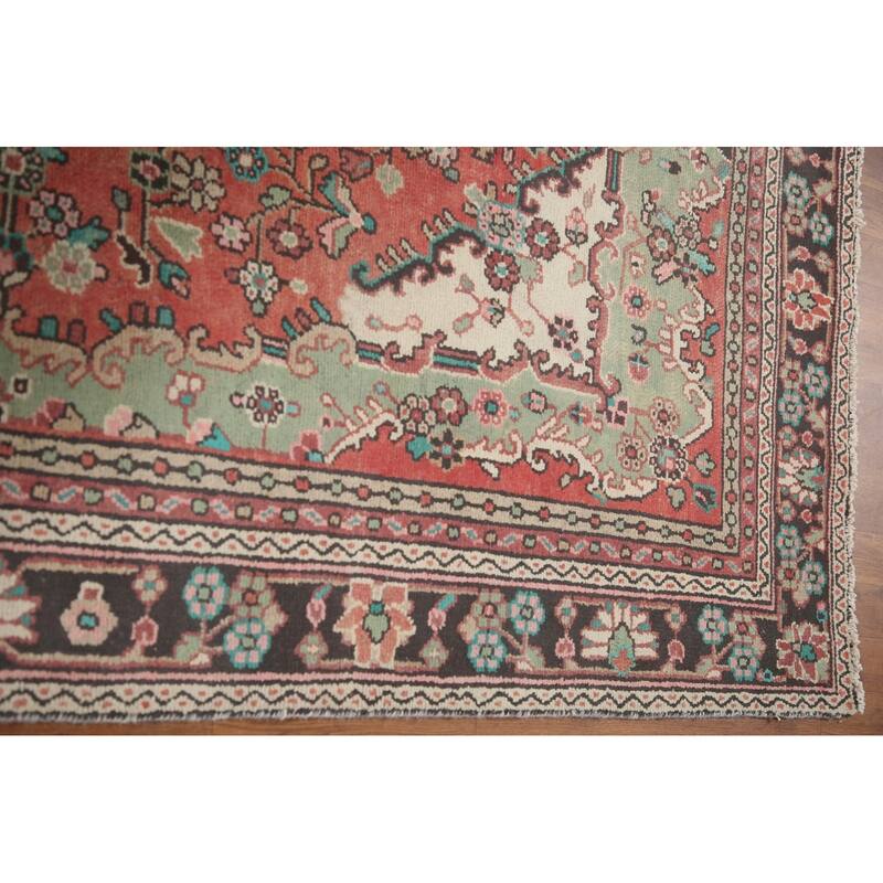 Hand Knotted Oriental 100% Wool Carpet Traditional Medallion Pink Hamedan Area Rug - 8' 11'' X 6' 5''