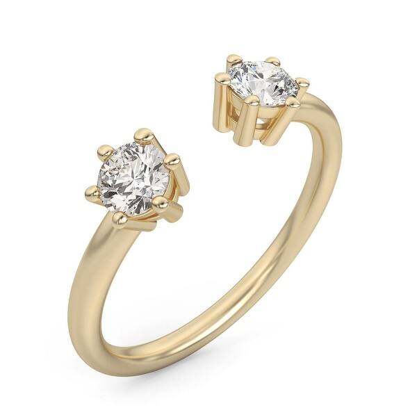 14K Gold 0.50 ct. Lab Diamond Unique Split Cuff Ring - Overstock - 33691852