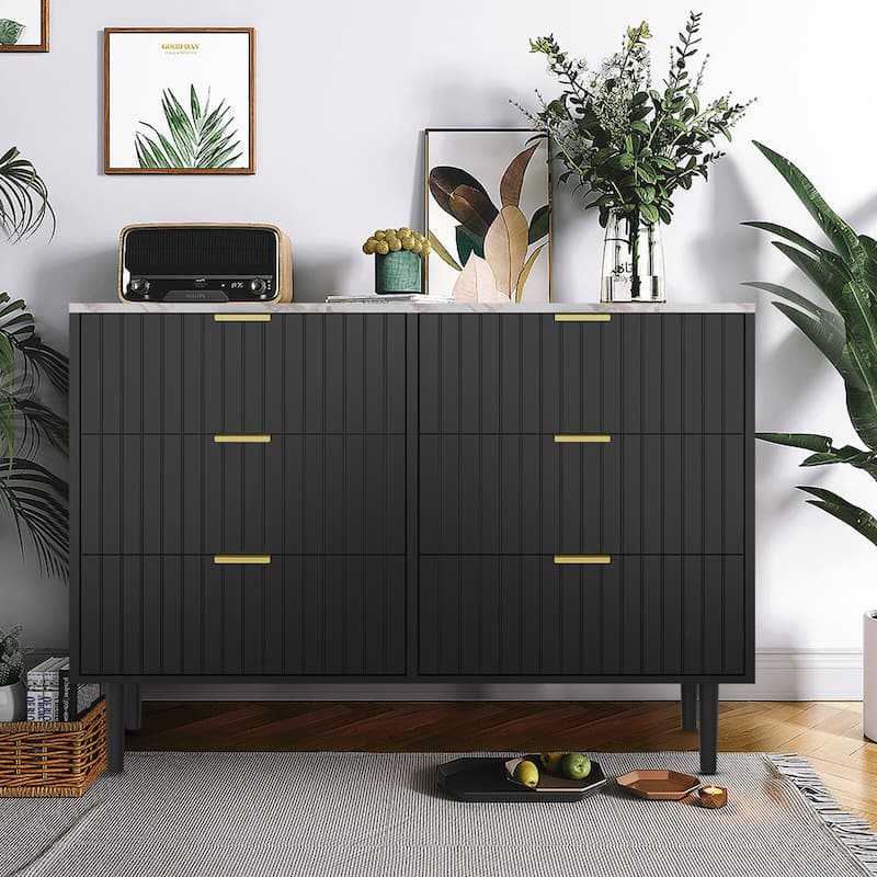 6 Drawers Chest of Dresser Storage Tower Cabinet Organizer - Black