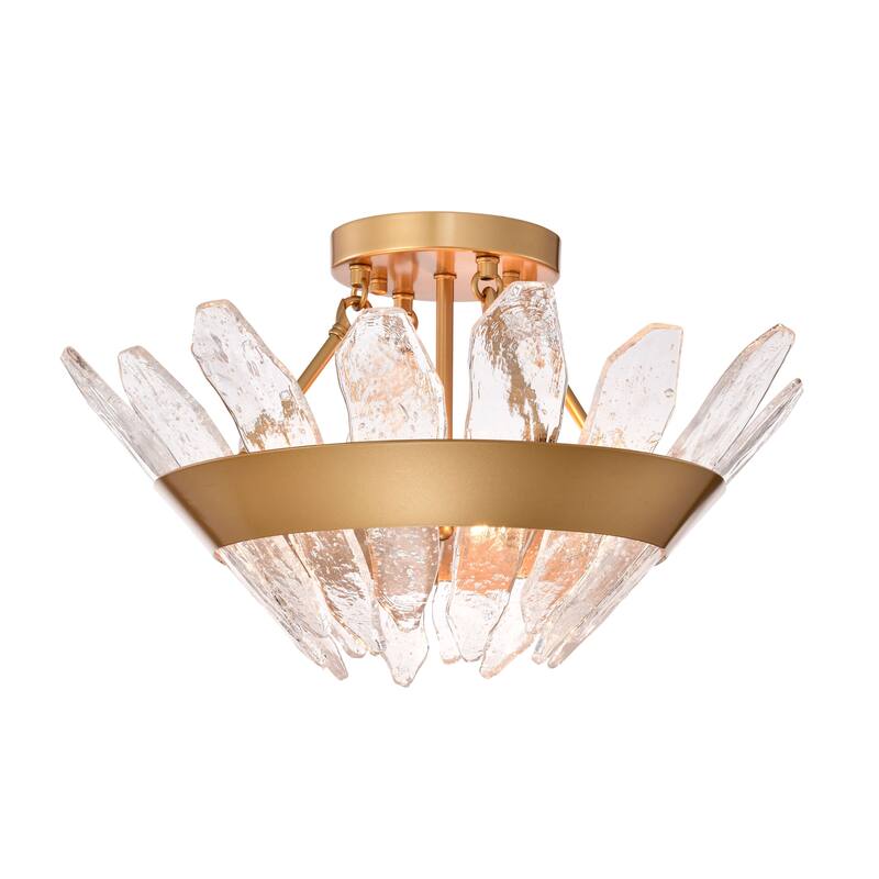 Daisy 3-Light 19.1" Modern Seeded Glass Panel Flush Mount Flush Mount