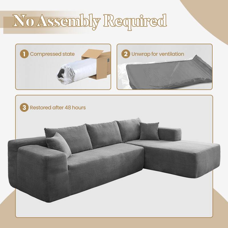 HOOOWOOO Modern Minimalist Style Sectional Couch Modular Corduroy Sofa for Living Room