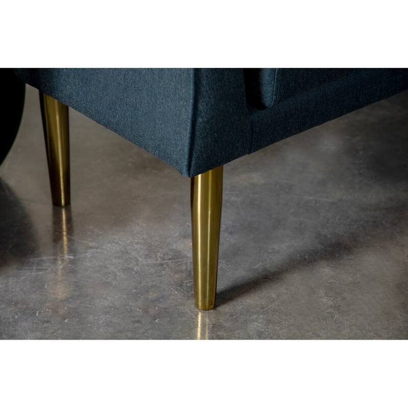 Mid Century Modern Design Blue Upholstered Accent Bench