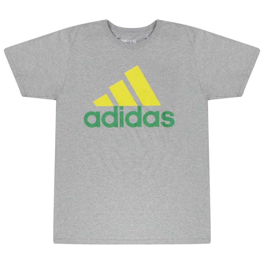 Shop Adidas Yellow Green Performance Logo The Go To Tee Men S Grey T Shirt Overstock 17064138
