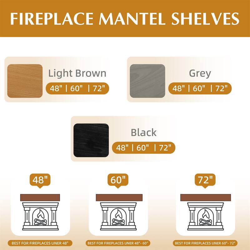 48" Fireplace Mantel Fir Wood Wall-Mounted & Floating Shelf