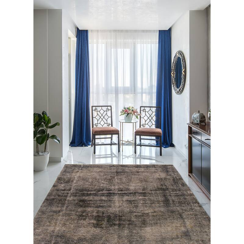 ECARPETGALLERY Hand-knotted Color Transition Black Wool Rug - 7'11 x 11'5
