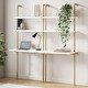 preview thumbnail 12 of 26, Nathan James Theo 2-Shelf Industrial Wall Mount Ladder Desk, Small Computer or Writing Desk White/Gold Set of 2