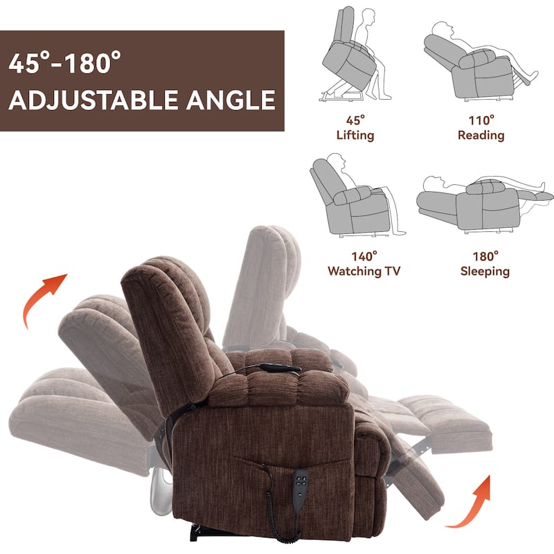 Power Lift Recliner Chair with Heat Massage & Timer Function, Dual Motor Infinite Position Lift Chair with Remote Control