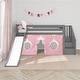 preview thumbnail 31 of 62, Max and Lily Classic Twin Low Loft with Stairs, Easy Slide and Curtain Grey, Pink, Gold
