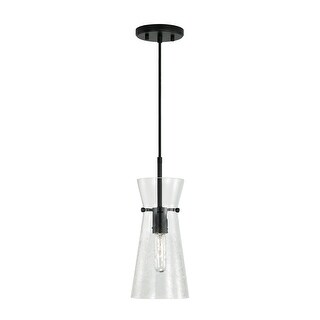 6" 1-light Pendant w/ Clear Half-Crackle Tapered Glass