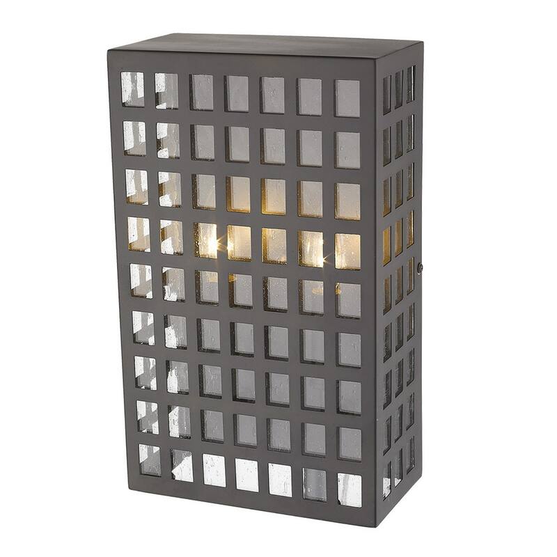 Steel LED Wall Light with Seedy Glass and Flush Mount - 4” x 8” x 13.25” (D x W x H)