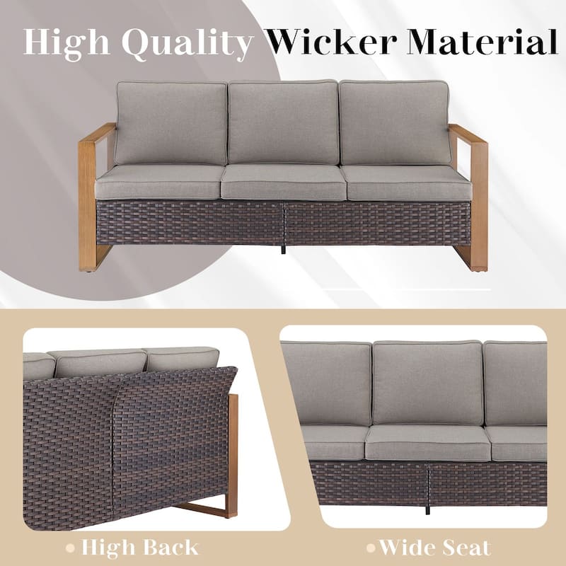 Pocassy 5 Pieces Outoor Patio Sofa Swivel Chair Ottoman Set