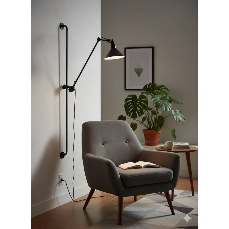 Matte Black Wall Sconce With A Metal Shade