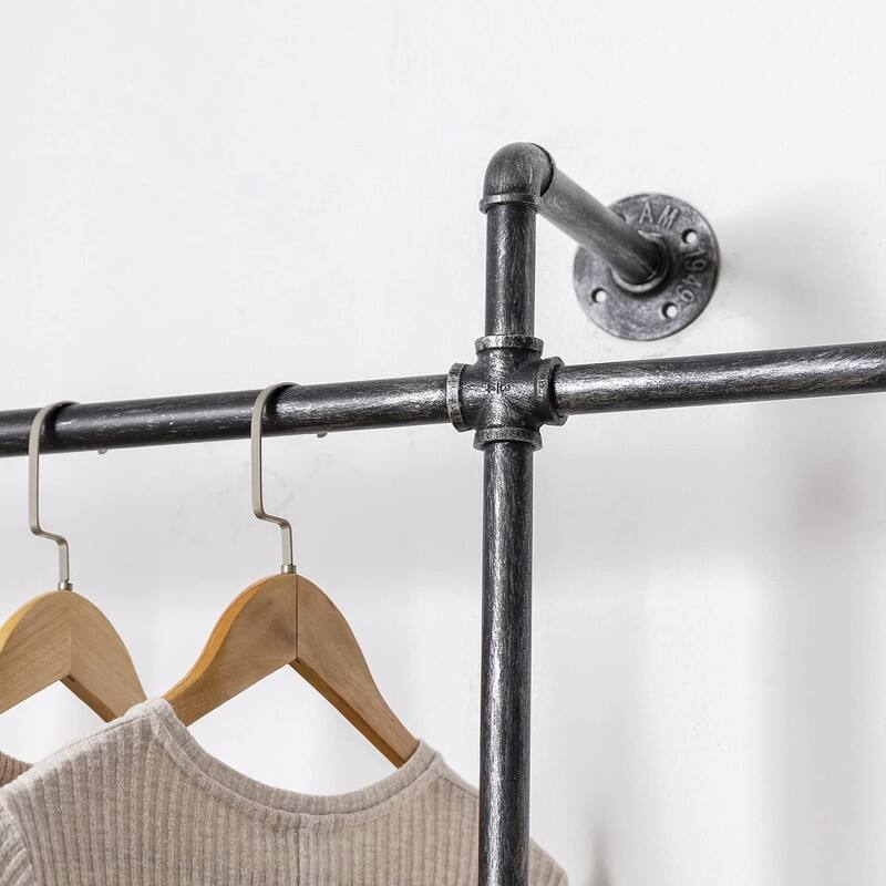 Industrial Pipe Clothing Racks - 9.84"D x 82.68"W x 45.28"H