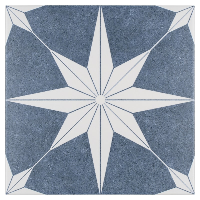 Merola Tile Stella Day 9-3/4" x 9-3/4" Porcelain Floor and Wall Tile - Blue - Case (16 Tiles)