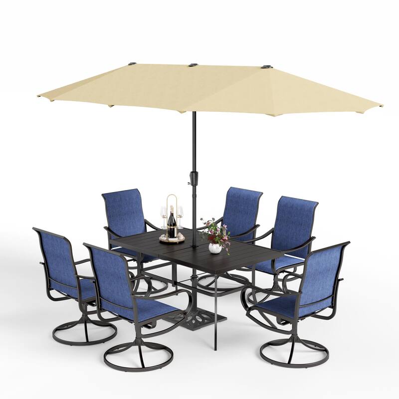 MAISON ARTS 7-piece Patio Dining Set with Textilene Swivel Chairs