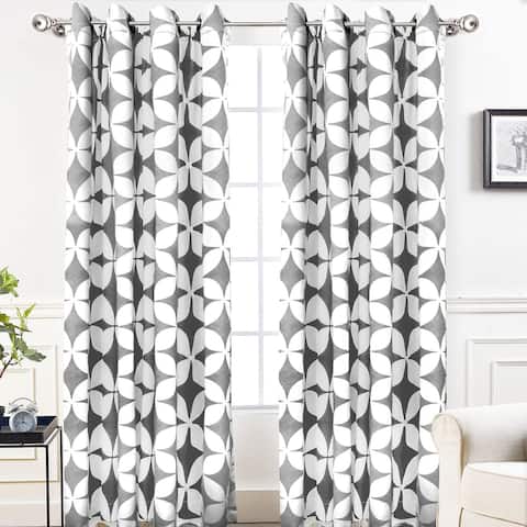 DriftAway Amelia Geo Thermal Insulated Blackout Curtain Panel Pair