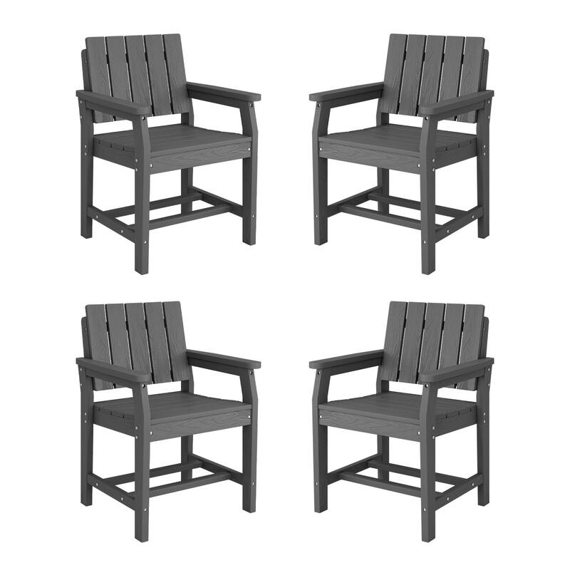 Plastic HDPE Patio Dining Chair with 19.69in Wide Seat Set of 4 - N/A - Grey