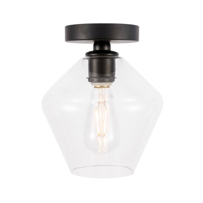 Elegant Lighting Gene Single Light 8" Wide Semi-Flush Ceiling Fixture - Black