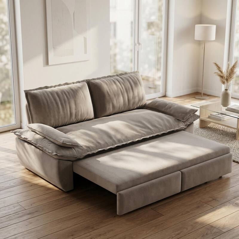 Homy Casa 72'' Queen Pull Out Sofa Bed, 3-in-1 Corduroy Sleeper Couch