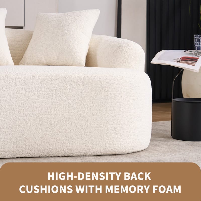 Curved Loveseat Full Compression Sponge Sofa, Chenille Fabric