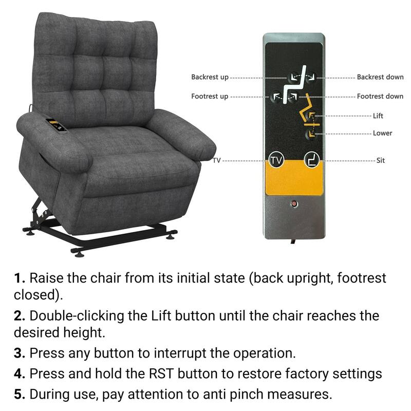 Power Lift Recliner Chair W/Remote Control And Side Pocket For Elderly