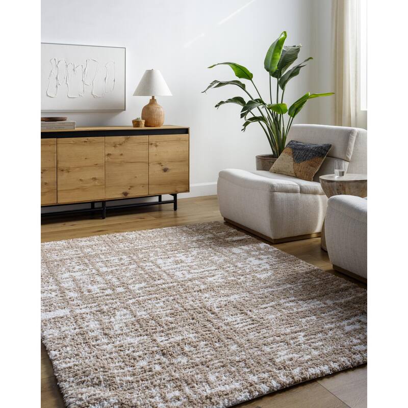 Livabliss Sacramento Shag Modern & Contemporary Area Rug - Brown - 5' 3" x 7'