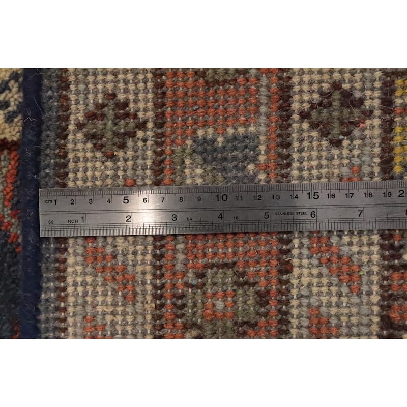 Hand Knotted Oriental 100% Wool Carpet Transitional All-Over Navy Blue & Blues Oushak Area Rug - 14' 11'' X 12' 0''