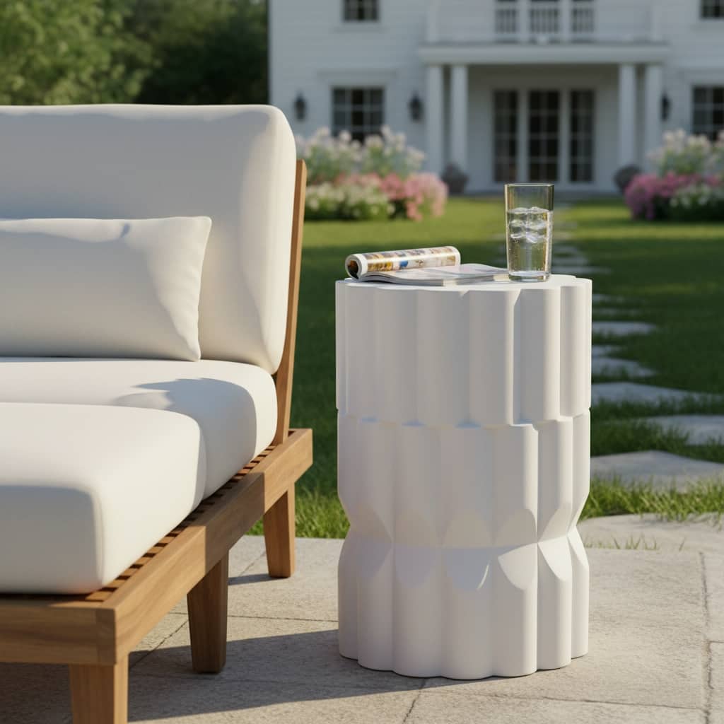 Christopher Knight Home - Modern Handmade 13" Lightweight MgO Geometric Accent Side Table for Indoor and Outdoor Use