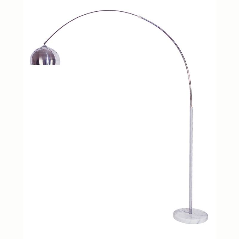Contemporary White Metal Arched Floor Lamp with Silver Dome Shade E26 Bulb, 120W, Bedroom Lighting - 48" x 14" x 85"