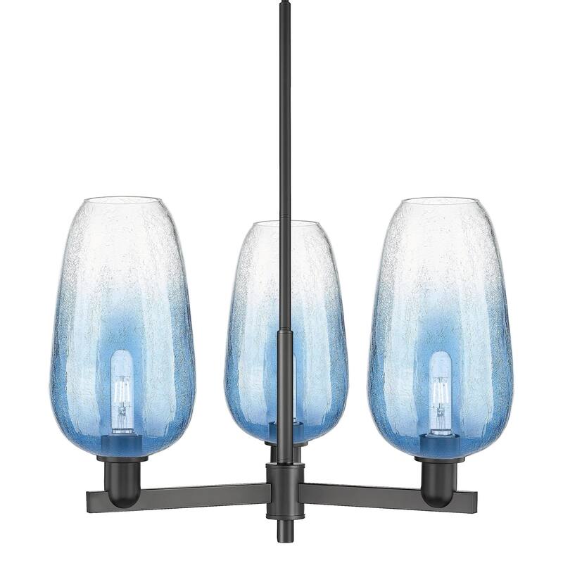 Innovations Lighting 716-3CR-17-18 Brookhaven Flute Chandelier - Matte Black / Sapphire Blue