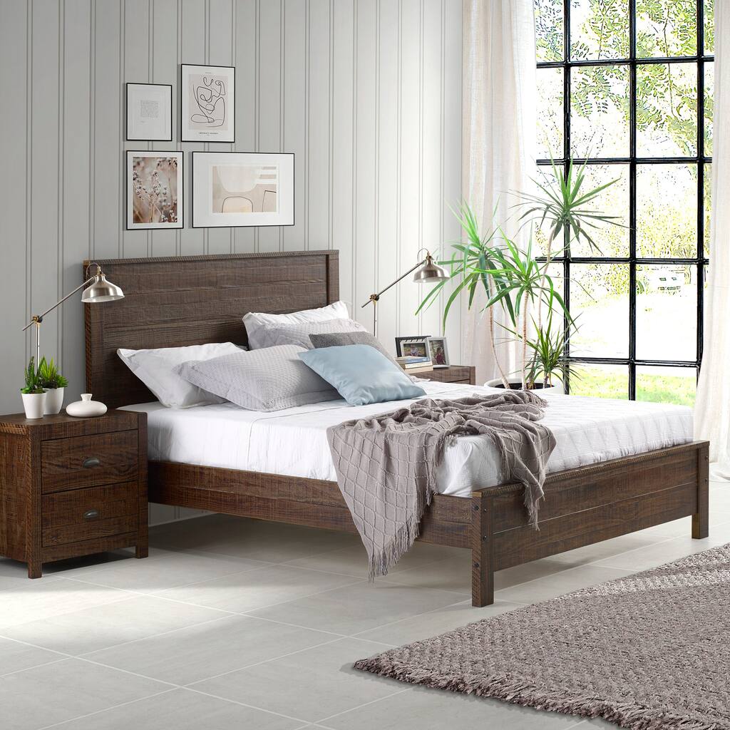 Solid Wood Bed, Modern Rustic Wooden Twin Size Bed Frames Box Spring Needed