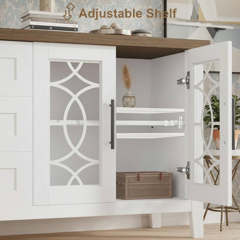 Farmhouse TV Stand, 2 Storage Door & 3 Drawer