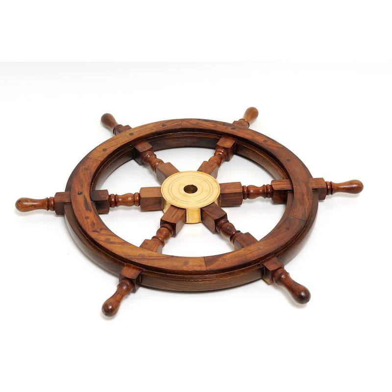 HomeRoots 36" X 36" X 2" Ship Wheel - 36' X '2' X '36 - 36' X '2' X '36