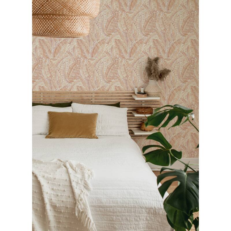 A-Street Prints Fildia Orange Botanical Wallpaper