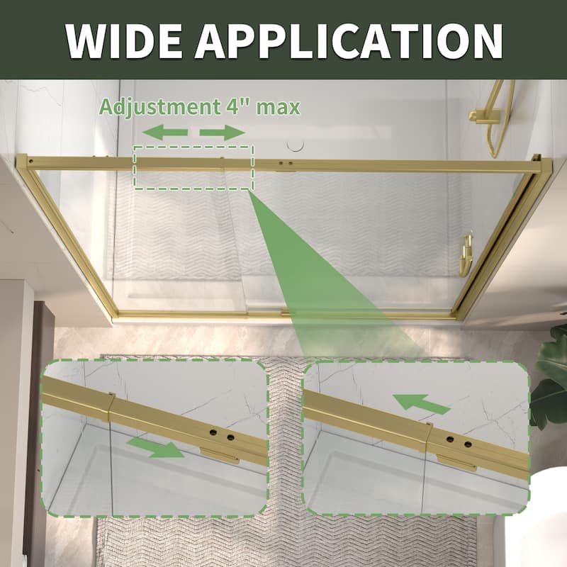 Modland 38-42"x71'' Adjustable Pivot Shower Door - Auto-Lift Hinge, Magnetic Seal, 5 Finishes for Uneven Walls - 42''x 71''