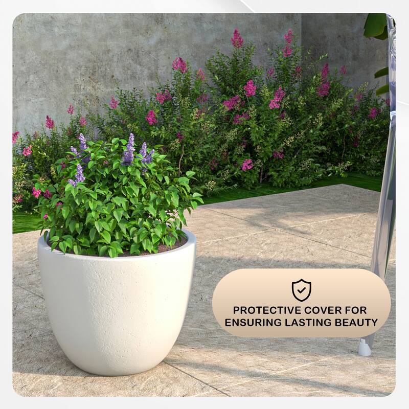 Dahlia Tapered Round Planter Pot in Fiberstone MGO Clay with Drainage for Indoor Outdoor Patio Balcony, Garden, or Living Room