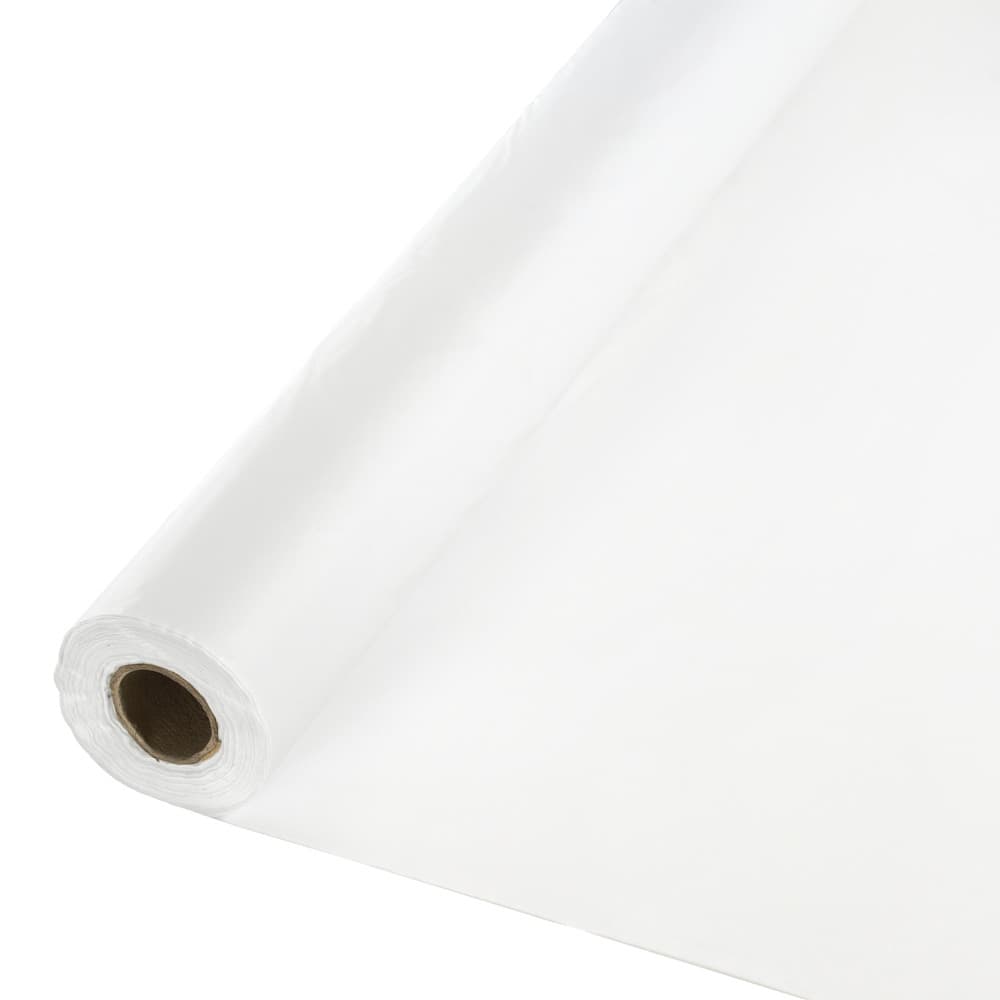 Disposable Banquet Party Table Cloth Roll - 100' - White - Pack of 6