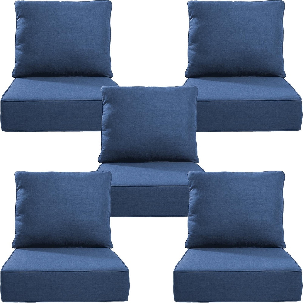 Gymojoy 24"x24"x6" Thick Cushions & Pillows Set - Deep Seat Indoor/Outdoor Water & Fade Resistant