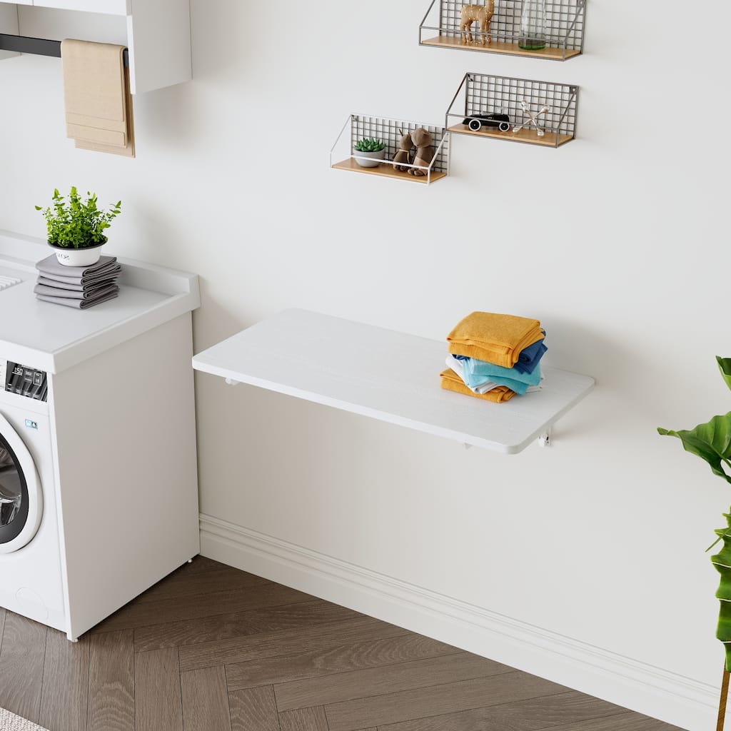 Laundry Room Folding Table Wall Mounted Folding Table for Small Spaces,Fold Down Desk,31.5*15.8*6.5 inches.