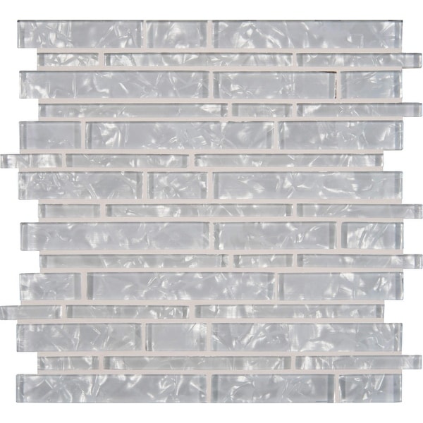 MSI GLSIL-AKOYA8MM 12" x 12" Linear Mosaic Wall Tile - Smooth Glass Visual - Sold by Carton (10 SF/Carton) - Glossy